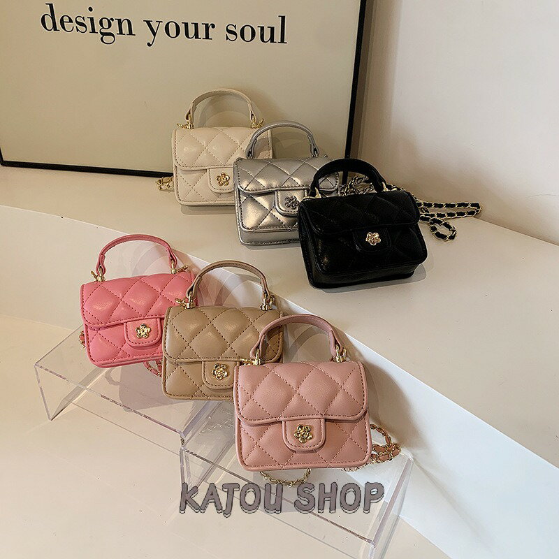 キッズ バッグ 女の子 ミニ ショルダーバッグ チェーン 斜めがけ ツイード風 エレガント プリンセスバッグ キルティング カメリア風 金具 親子コーデ