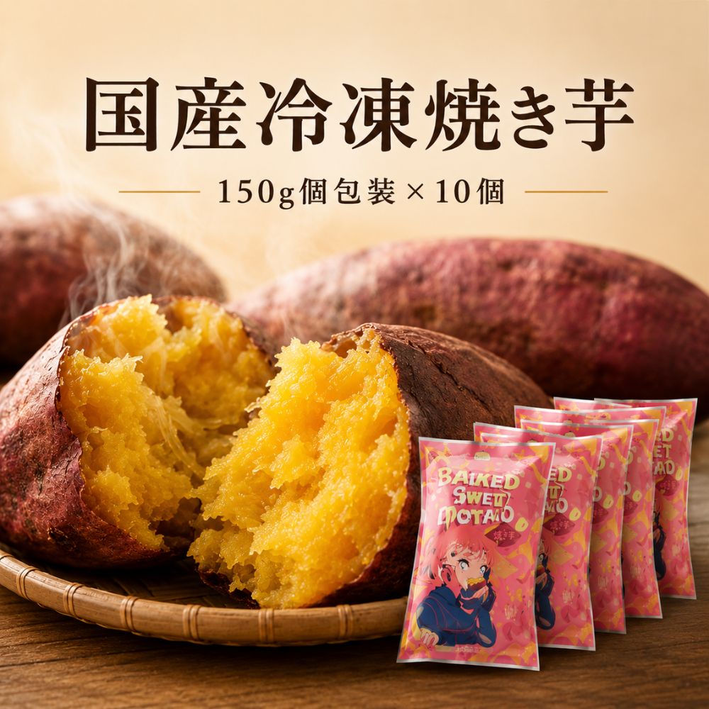 Rakuten - 冷凍焼き芋 150g×10個 送料無料 国産さつまいも 個包装 冷凍 焼きいも 焼芋 スイーツ おやつ ストック 食べ比べ