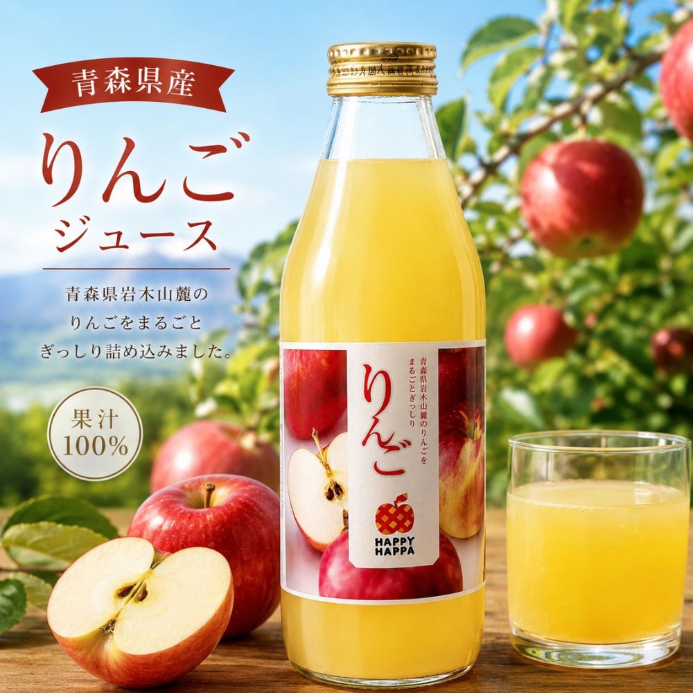 Rakuten - 青森県岩木山麓 葉とらずりんごジュース ストレートジュース 1L×6本 送料無料 りんごジュース リンゴジュース 果汁ジュース 青森産