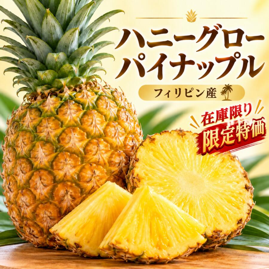 【在庫限り・限定特価】フィリピン産 ハニーグローパイナップル 2玉 3玉 6玉 甘い パイナップル 濃厚な甘み ジューシー 果物 フルーツ