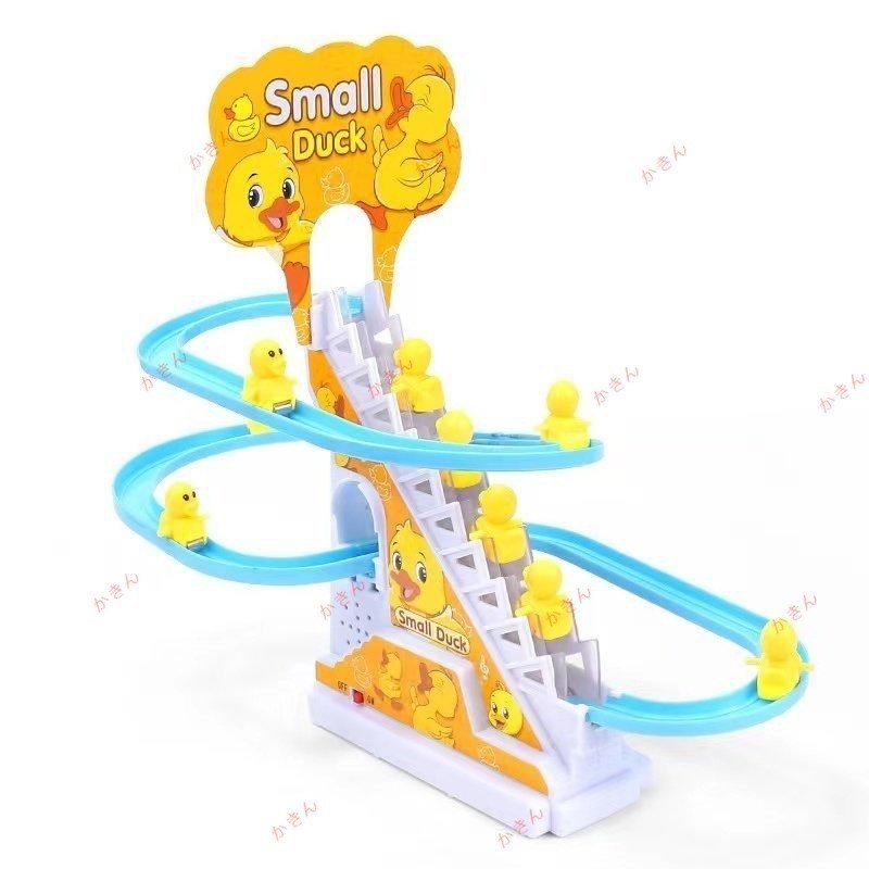 期間限定5％OFFクーポン 電気アヒル登山おもちゃ ダック登る階段おもちゃ 無限ループ 鉄道車両のおもちゃ 知育 子供用ローラーコースターのおもちゃセット 点滅するLEDライト付き 2