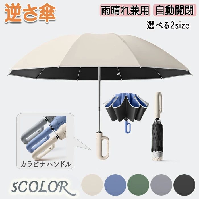 ワンタッ ワンタッチ 折り畳み逆さ傘 折り畳み日傘 逆さ傘 撥水加工 暑さ対策 紫外線 晴れ 雨 雨晴れ兼用傘 雨晴れ兼用 傘 日傘のサムネイル