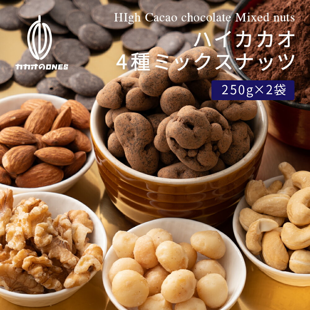 【冷蔵便】たっぷりチョコ掛けミックスナッツ 500g(250g×2袋) [ハイカカオ70％] 贅沢チョコレート とろける プチギフ…