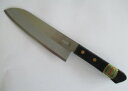 芝正 ステン鋼割込 三徳包丁 黒合板柄