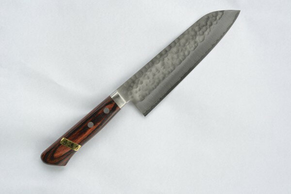 増谷　V金1ゴールド　鎚目　三徳包丁　口金付　マホガニ柄