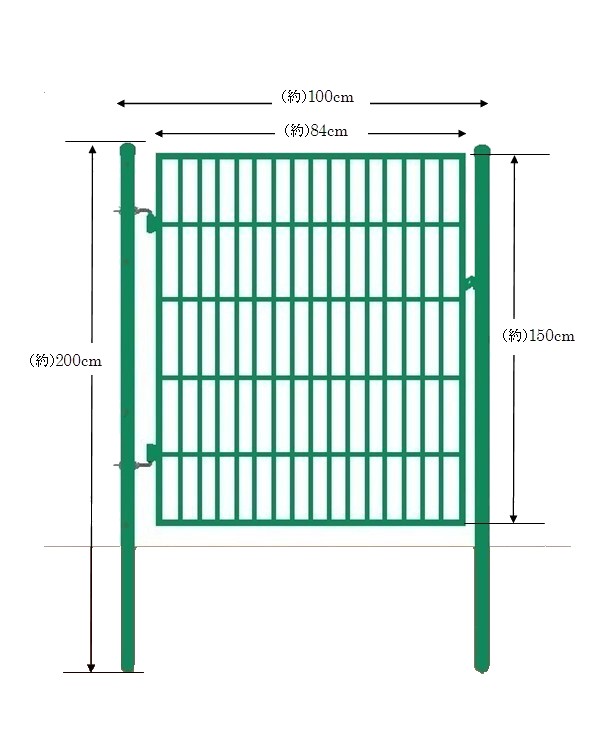 フェンスAF-1500用簡易扉 とびら 門扉・出入口・ゲート 片開き 扉と門柱セットです 取付簡単 