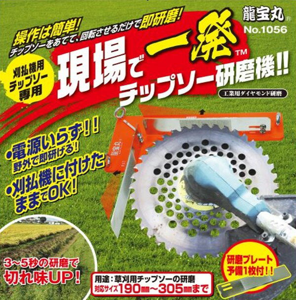 現場で一発　チップソー研磨機現場でチップソーを着けたまま研磨できます。今なら、安全メガネ1個サービス中！