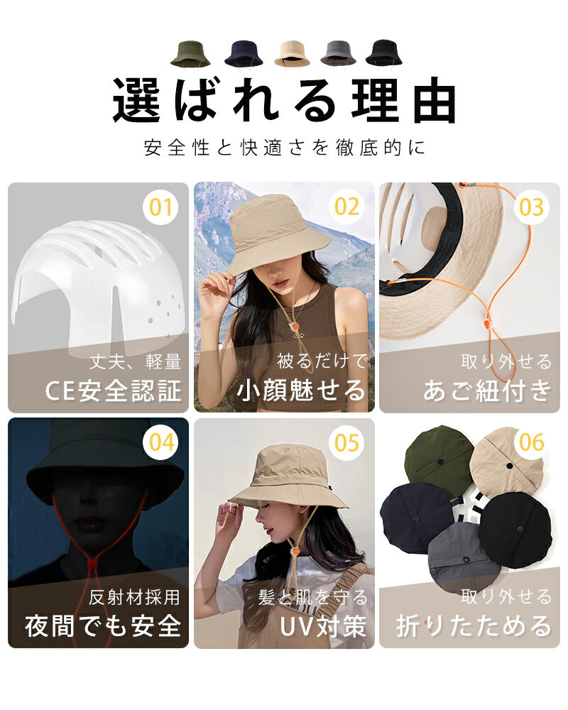 【リピーター続出！高評価96％】 バンプキャップ 内蔵キャップ ヘルメット 帽子型 おしゃれ ヘルメット レディース UVカット ヘルメット ハット型ヘルメット 軽作業用ヘッド プロテクター 軽量 安全 帽子 女性 男性 通勤 通学 UV対策 あご紐付き 紫外線対策 - Image 3