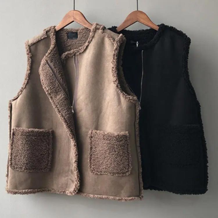 送料無料 リバーシブルベスト ムートンベスト ボアベスト レディース 2WAY ボア ベスト 防寒 厚手 もこもこ ふわふわ あったか ムートンジャケット ボア ノーカラーベスト 前開き アウター ゆったり トップス 無地 ゆったり 秋冬 レイヤード 重ね着 大人 カジュアル