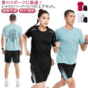 メンズ セットアップ 半袖 トレーニングウェア ランニングウェア 大きいサイズ 短パン 夏 上下セット 半袖Tシャツ 接触冷感 2点セット メンズ 無地 レディ...