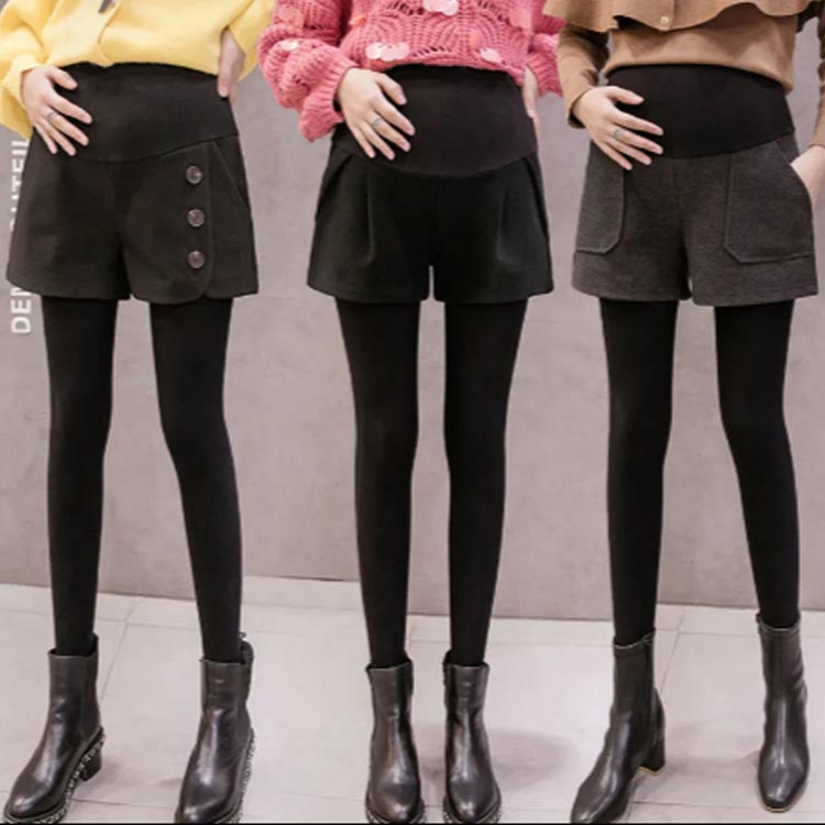 マタニティショートパンツ 大きいサイズ ショートパンツ レディース 厚手 ワイドショートパンツ ショパン 妊婦 短パン ウエストゴム ハイウエスト 暖かい 美脚 秋冬 冬 ボトムス リラックス ショーパン 着痩せ マタニティパンツ きれいめ 大人 上品 送料無料 秋