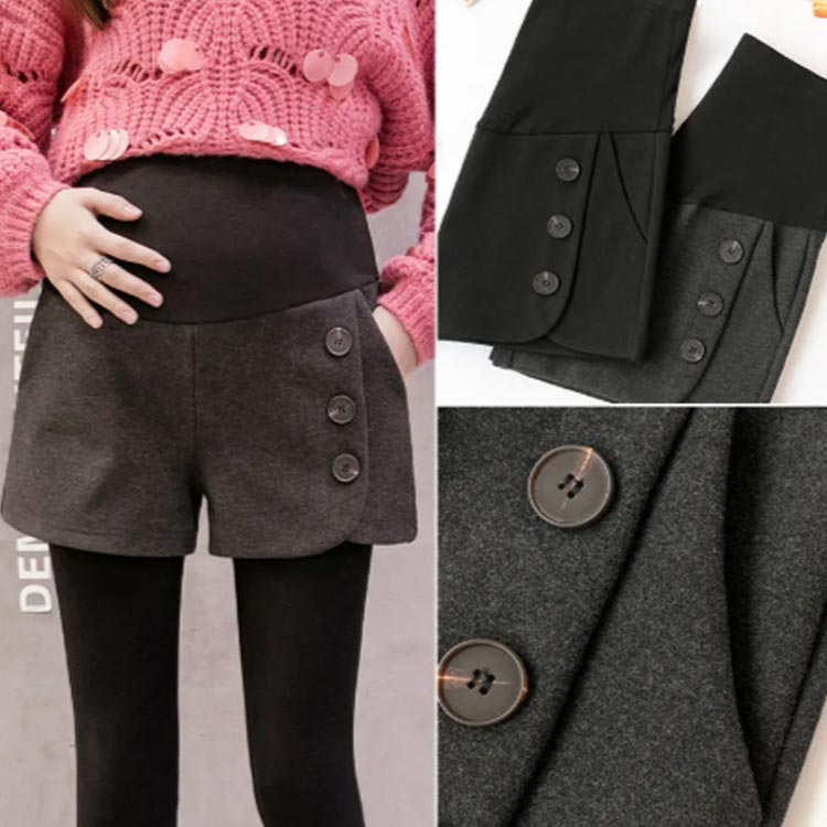 マタニティショートパンツ 大きいサイズ ショートパンツ レディース 厚手 ワイドショートパンツ ショパン 妊婦 短パン ウエストゴム ハイウエスト 暖かい 美脚 秋冬 冬 ボトムス リラックス ショーパン 着痩せ マタニティパンツ きれいめ 大人 上品 送料無料 秋