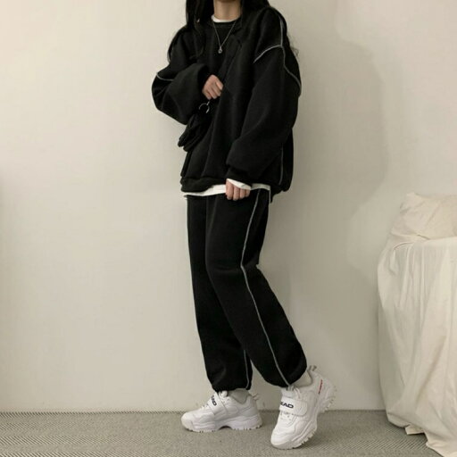 ジャージ セットアップ スウェット 上下セット ナイトウェア スポーツウェア ダンス ダンスウェア ランニング ウォーキング ジョギング トレーナー レディース 運動 普段着 練習着 ビッグシルエット 送料無料 ブルー ベージュ ブラック グレー