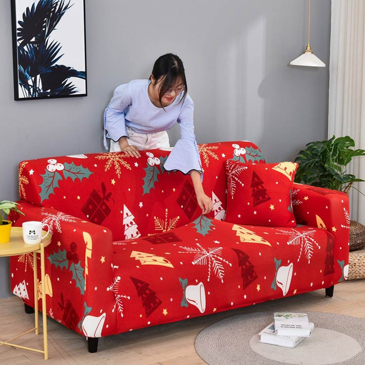 クリスマス ソファカバー どんな形でも 一体型 替えソファカバー クッションカバー 伸縮 保護カバー 伸びる 防塵 肘付き ストレッチ フィットタイプ 滑り止め マルチクロス ソファー保護 四季適用 快適 柔らかい クリスマスに最適 [3]