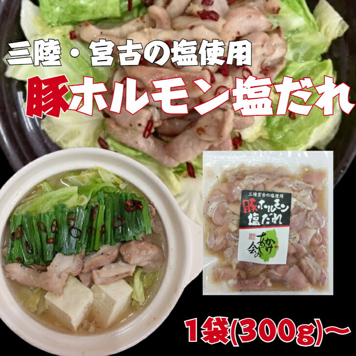 豚ホルモン 300g 三陸宮古の塩 ホルモン 味付 送料無料 岩手 宮古