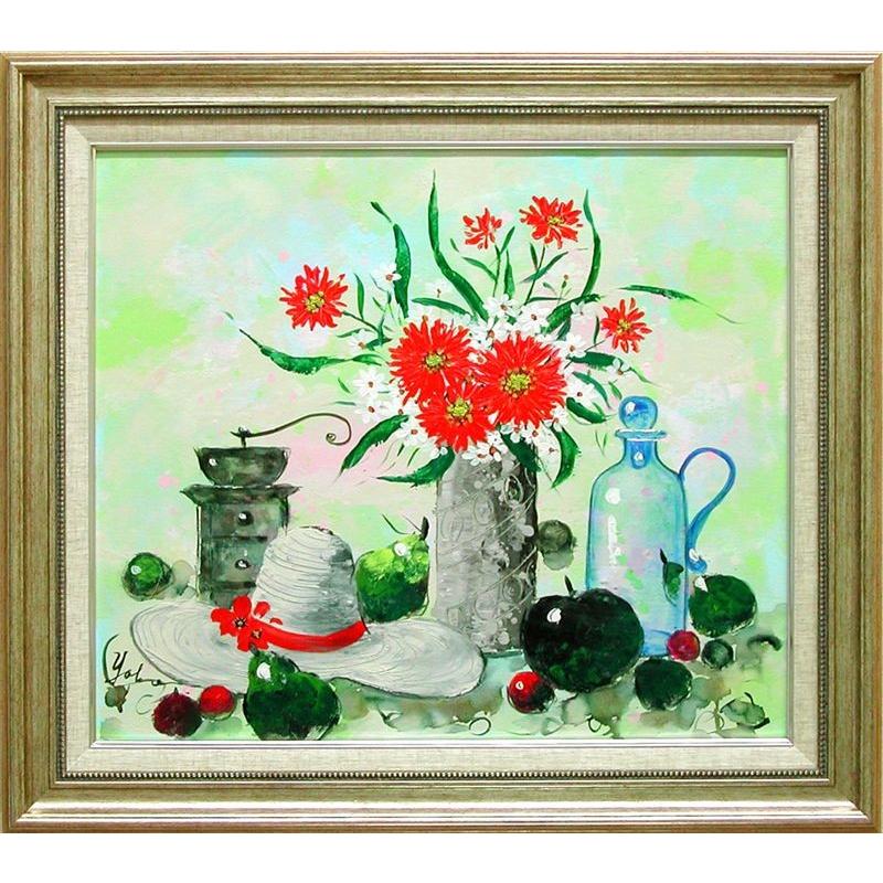 樂天商城 - 絵画　油絵　花のある静物　（加瀬洋子）　送料無料　【肉筆】【油絵】【花】【10号】