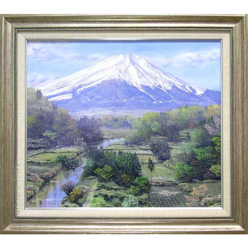 楽天掛け軸・絵画の専門店　掛軸堂画廊絵画　油絵　富士　（佐田光）　送料無料　【海・山】【肉筆】【油絵】【富士】【10号】