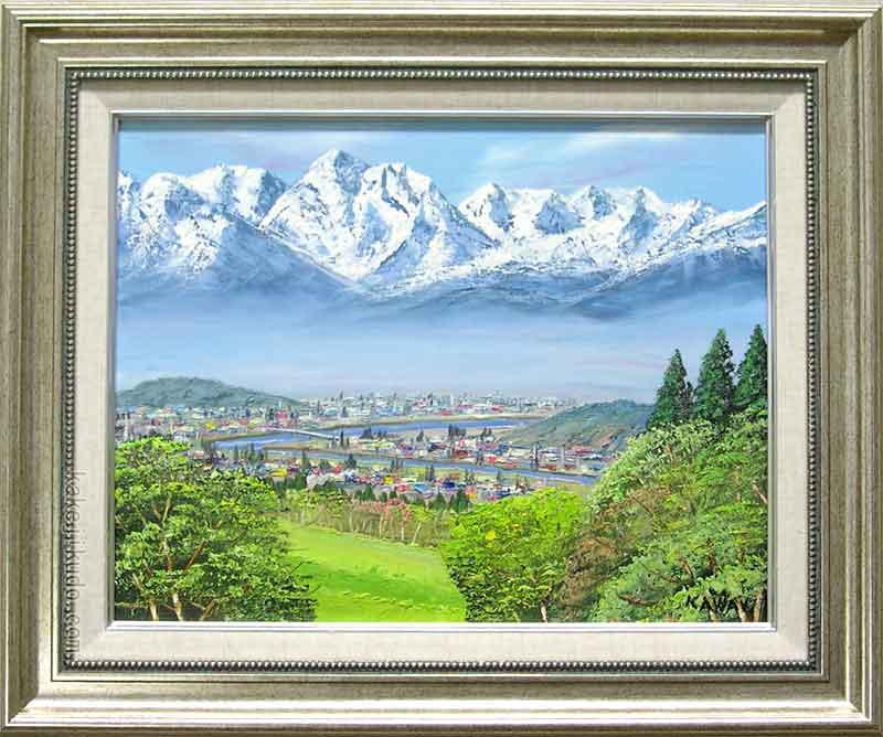 絵画　油絵　立山連峰山麓　（川合修二）　送料無料　【海・山】【肉筆】【油絵】【日本の風景】【6号】