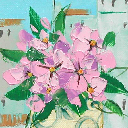 絵画　油絵　窓辺の花　（加瀬洋子）　送料無料　【肉筆】【油絵】【花】【サムホール】 2