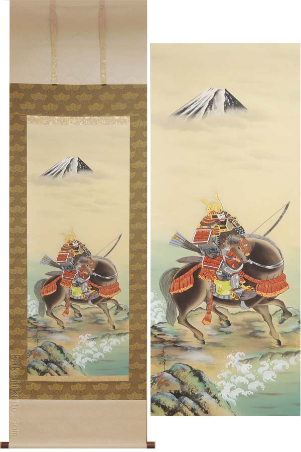 掛け軸 武者 （小田寿峰） 送料無料【訳あり】【掛軸】【一間床】【端午の節句】