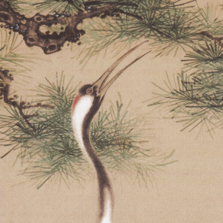 伊藤若冲　絵画　白鶴図額装セット　（松に鶴・浪に鶴）　送料無料　【複製】【美術印刷】【巨匠】【変型特寸】