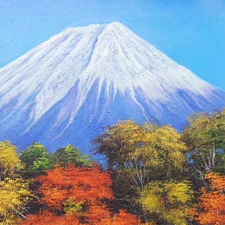 絵画 油絵 富士と滝と紅葉 F30号 (木村由記夫) 送料無料 【肉筆】【油絵】【富士】【日本の風景】【大型絵画】 [2]