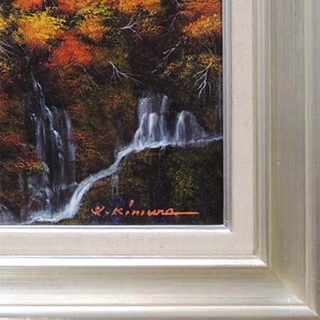 絵画 油絵 富士と滝と紅葉 F30号 (木村由記夫) 送料無料 【肉筆】【油絵】【富士】【日本の風景】【大型絵画】 [3]