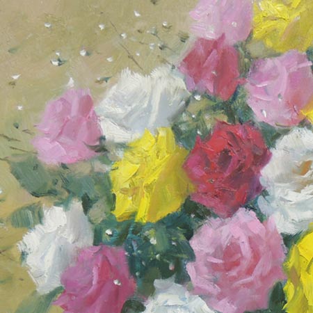 絵画 油絵 ばら  F30号 (堀哲夫) 送料無料 【肉筆】【油絵】【花】【大型絵画】 [2]