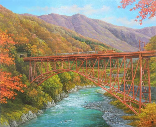 絵画 油絵 黒部渓谷 F20号 (猿渡一根) 送料無料 【海・山】【肉筆】【油絵】【日本の風景】【大型絵画】 [2]