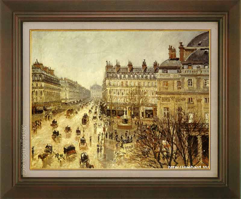 ピサロ　絵画　テアトル・フランセ広場、雨の効果　F6号　送料無料　【複製】【美術印刷】【世界の名画】【6号】