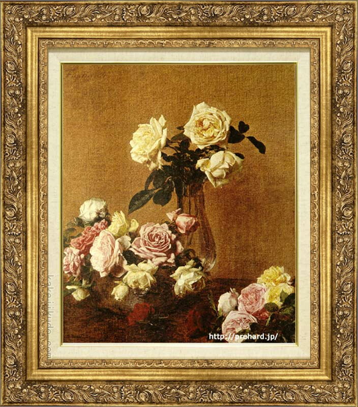 【画　題】ラトゥール　バラ　F8号 【解　説】ラトゥールの絵のジャンルは肖像と草花の2つに分かれ、ロココ調のこの華麗な絵は「庭のすべてのバラ」という題です。 【寸　法】額寸●縦：約64cm×横：約56cm(F8号) 【作　家】ラトゥール(1836-1904) 【特　典】壁に取り付けるための『金具フック』もお付けします！絵画　ラトゥールバラ　F8号 【作品紹介】 ラトゥールの絵のジャンルは肖像と草花の2つに分かれ、ロココ調のこの華麗な絵は「庭のすべてのバラ」という題です。 画　題 ラトゥール　バラ　F8号 寸　法 【額寸法】縦：約64cm×横：約56cm(F8号) 体　裁 ◆絵画用キャンバスに直接印刷された（特許技術）◆ルーブル美術館・オルセー美術館・ワシントン国立絵画館・ロンドン国立絵画館・ブリヂストン美術館・大原美術館、等々、世界の有名美術館より、所蔵作品原画のカラーポジフィルム提供を受けて制作された複製画です。作品を所蔵する美術館の専門家も高く評価する、傑出した再現性が特長です。※規定の号数にサイズ比率が当てはまらない作品は、原画を一部カット（トリミング）して額装しております。※こちらの商品にはアクリル板は付属しておりません。【複製作品】※各アイコンの意味は、こちら 付属品 ↑壁に取り付けるための『金具フック』もお付けします！ 【DMT】