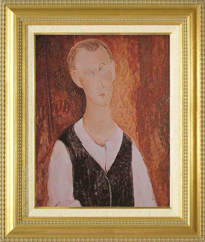 【画　題】モディリアーニ　若き農夫の肖像　F6号 【解　説】モディリアーニは、生涯に殆んど裸婦と肖像しか描いていません。 中でも死の前5年間に描かれた作品が秀れた評価を得ています。 この絵は南仏ニース滞在中身近な人を描いた作品です。 【寸　法】縦：約56cm×横：約45cm(F6号) 【作　家】モディリアーニ(1884-1920) 【特　典】壁に取り付けるための『金具フック』もお付けします！絵画　モディリアーニ若き農夫の肖像　F6号 【作品紹介】 モディリアーニは、生涯に殆んど裸婦と肖像しか描いていません。中でも死の前5年間に描かれた作品が秀れた評価を得ています。この絵は南仏ニース滞在中身近な人を描いた作品です。 画　題 モディリアーニ　若き農夫の肖像　F6号 寸　法 【額寸法】縦：約56cm×横：約45cm(F6号) 体　裁 【原本所蔵】ブリヂストン美術館◆絵画用キャンバスに直接印刷された（特許技術）◆ルーブル美術館・オルセー美術館・ワシントン国立絵画館・ロンドン国立絵画館・ブリヂストン美術館・大原美術館、等々、世界の有名美術館より、所蔵作品原画のカラーポジフィルム提供を受けて制作された複製画です。作品を所蔵する美術館の専門家も高く評価する、傑出した再現性が特長です。※規定の号数にサイズ比率が当てはまらない作品は、原画を一部カット（トリミング）して額装しております。※こちらの商品にはアクリル板は付属しておりません。【複製作品】※各アイコンの意味は、こちら 付属品 ↑壁に取り付けるための『金具フック』もお付けします！ 【DMT】