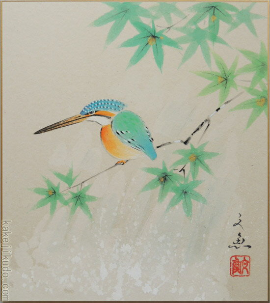 高級色紙「川蝉」文魚（色紙絵）送料無料