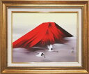 絵画　日本画　赤富士飛翔　（田中芳園）　送料無料　【肉筆】【日本画】【富士】【6号】