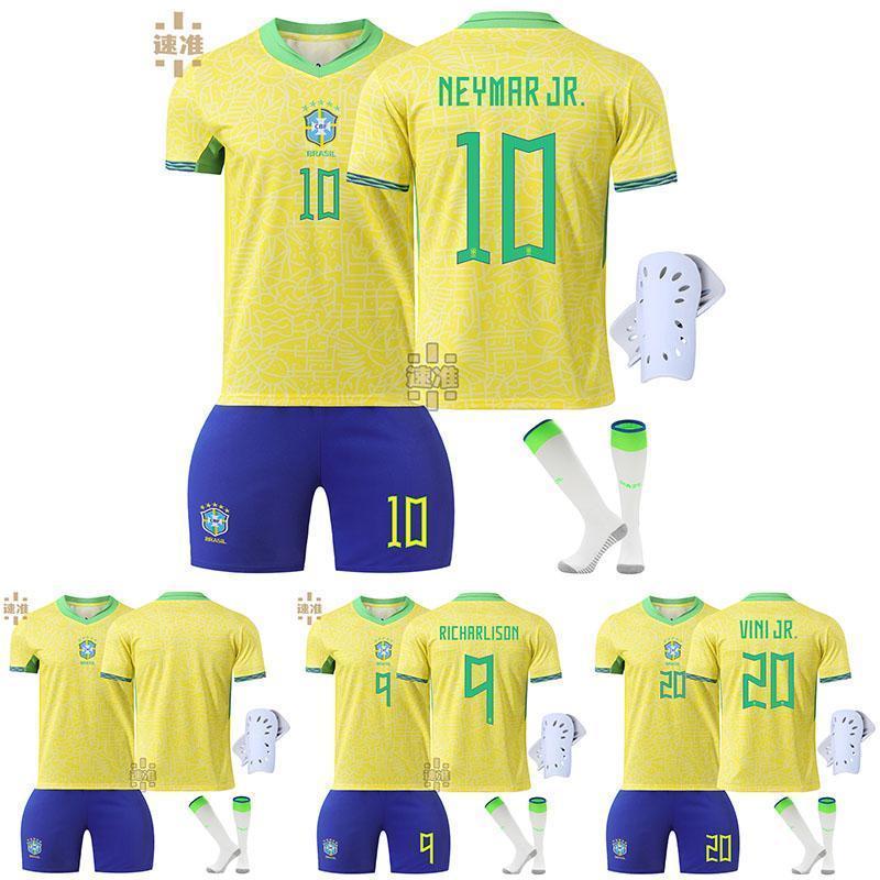 サッカー ユニフォーム 【四点セット】サッカーウェア 2425ブラジルユニホーム 10番ネイマール 9番チャリソン 大人 子供スーツサッカーウェア 子供用サッカ...