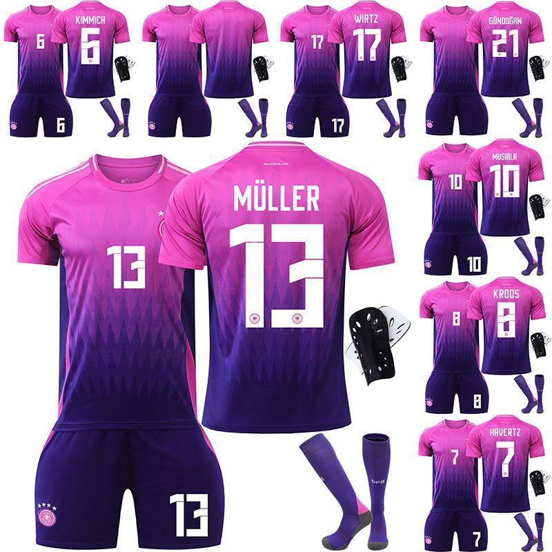 サッカー ユニフォーム 【四点セット】サッカーウェア 2425ドイツアウェイ欧州カップユニホーム 13番ミュラー 7番ホーネッツ 8番クロース 子供用男性スーツ...