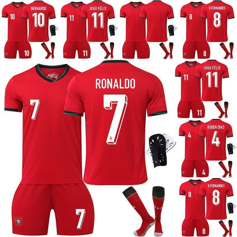 サッカー ユニフォーム 【四点セット】サッカーウェア 2024ポルトガルサッカーウェア7号Cロ8 Bフェイ11フィリップスヨーロッパカップ子供用ユニフォームセッ...