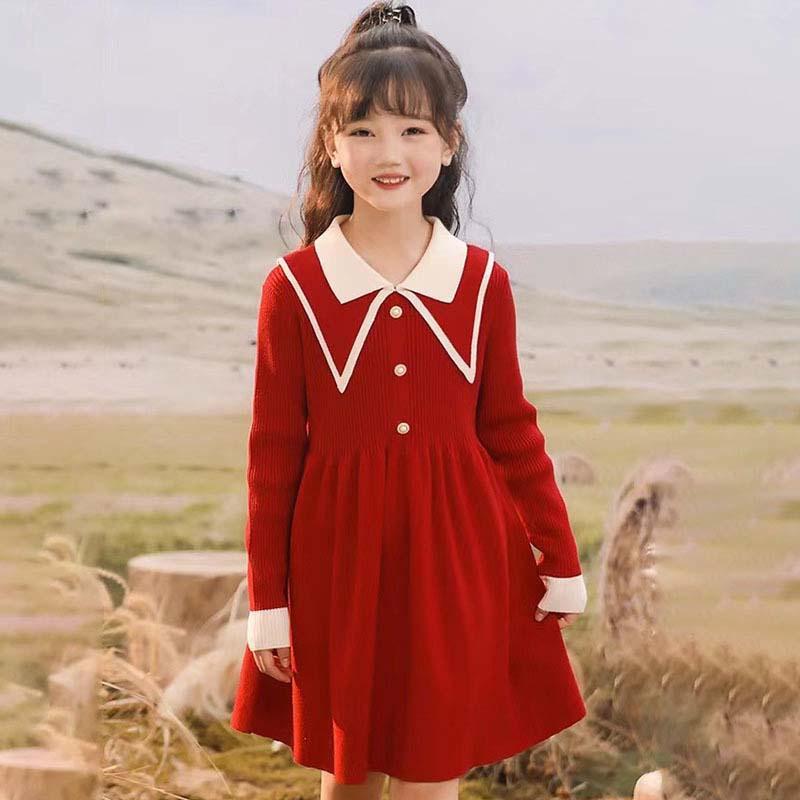 ニットワンピース キッズ 子供服 女の子 ワンピース 長袖 春秋 ベビー服 ニット セーター 赤ちゃん ジュニア 女児 おしゃれ 可愛い 結婚(4)