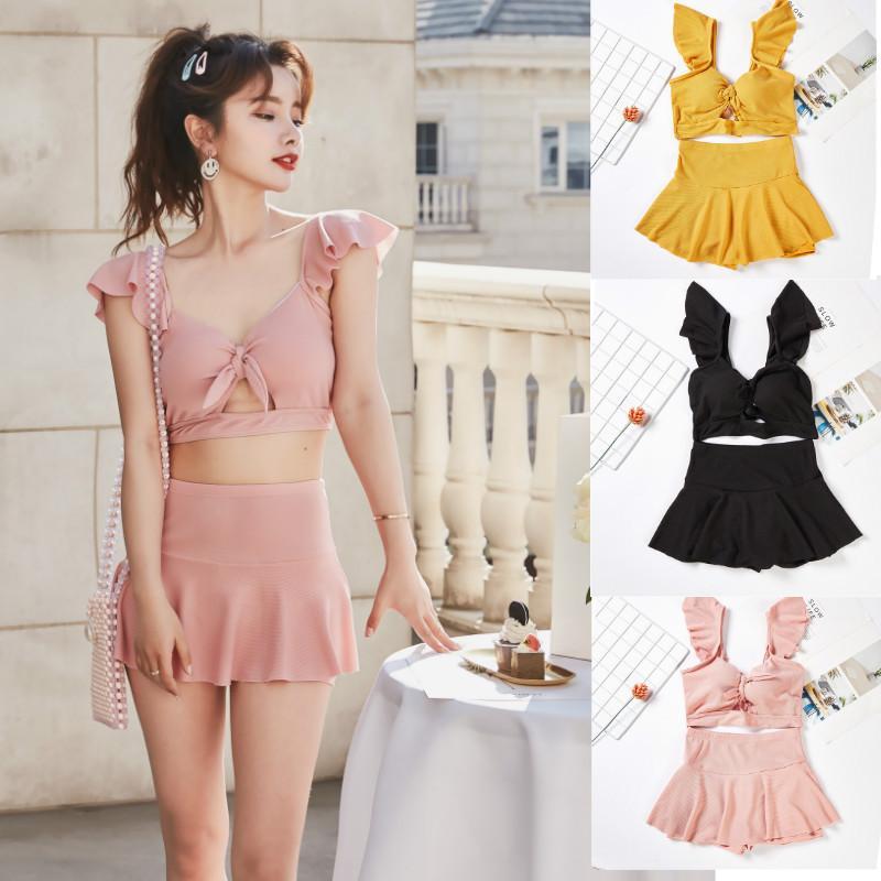 水着ワンピース レディース 体型カバー ビキニ 2点セット 大きいサイズ スカート セット水着 可愛い ママ水着 ビーチウェア スイムウェ