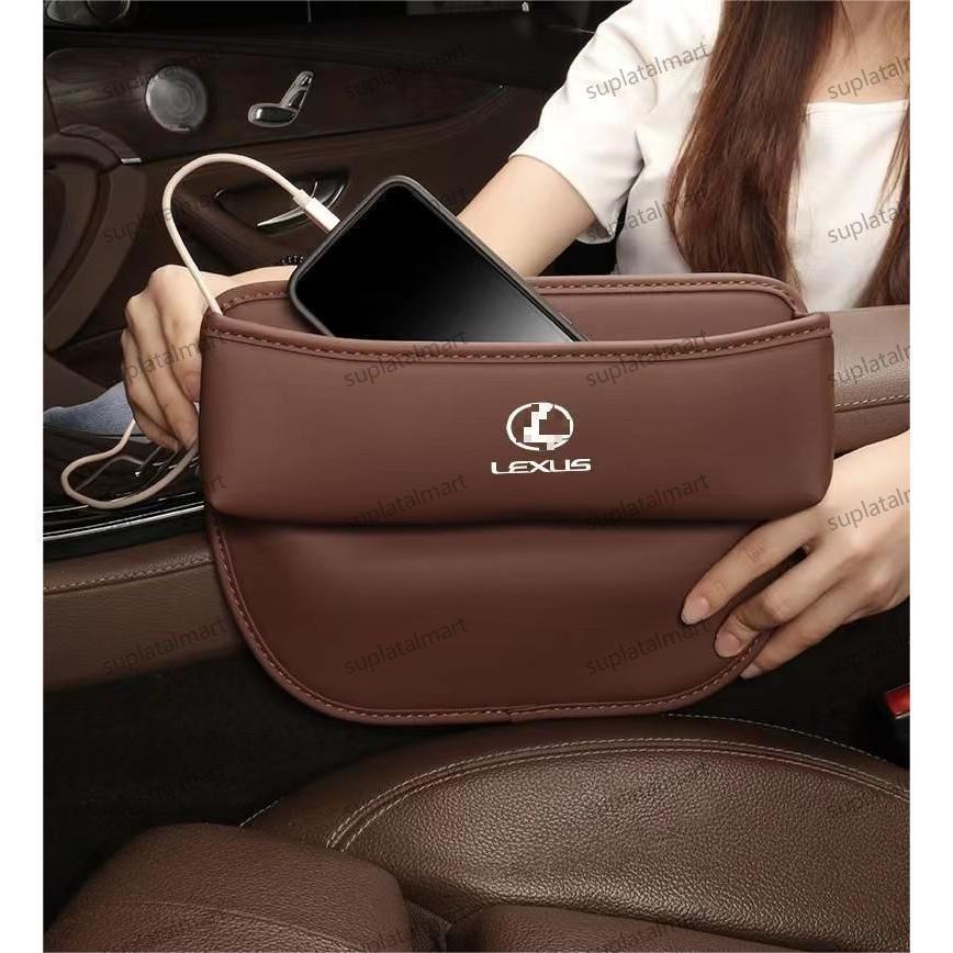 新品 左右2Pセット レクサス 汎用 LEXUS PUレザー素材 センター隙間 サイド収納ボックス シートサイドポケット 選べる4色