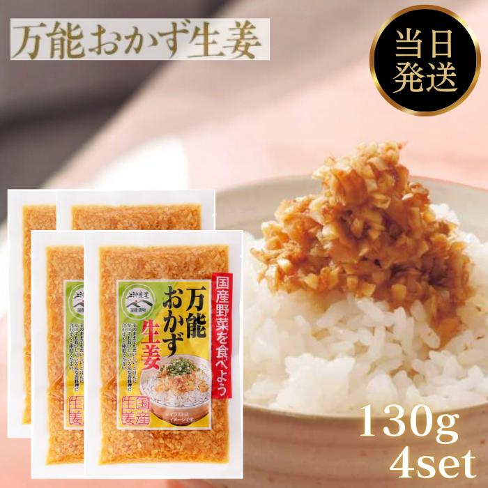 万能おかず生姜 上沖産業 130g 4個 セット 生姜 国産 おかずしょうが 食べる生姜 しょうゆ漬け ご飯のお供 手軽 即席