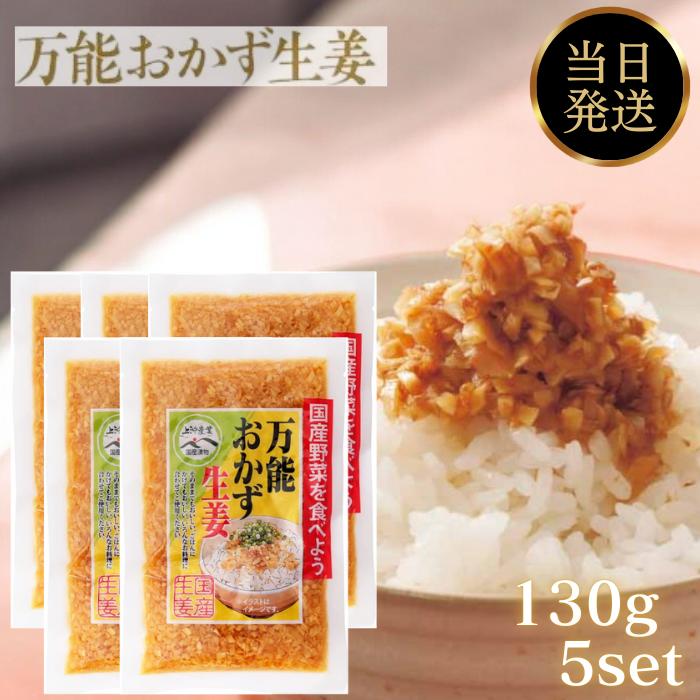 万能おかず生姜 上沖産業 130g 5個 セット 生姜 国産 おかずしょうが 食べる生姜 しょうゆ漬け ご飯のお供 手軽 即席