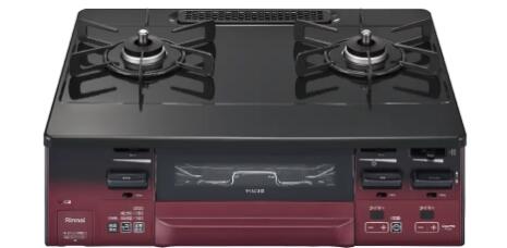 樂天商城 - RT66WH1RGA-BA ココットプレート付き ガスコンロ リンナイ ラクシエ 59cm ココットプレート付 メーカー保証1年 ブラック レッド 二口コンロ プロパンガス 都市ガス 左強化力 右強化力 選べる 魚焼きグリル LAKUCIE fine ガステーブル