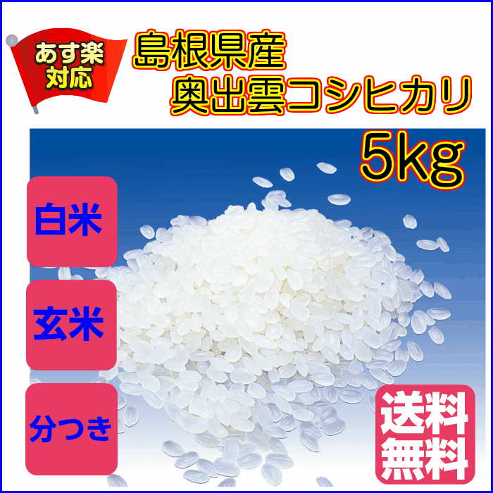 送料無料 島根県産奥出雲コシヒカリ 5kg 無地袋島根県産コシヒカリ5kg 30年産...