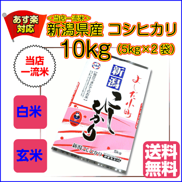 送料無料 新潟県産コシヒカリ 10kg　玄米 5kg×2袋 当店一流米 特A米 令和元年産新米