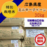 送料無料 広島県産ミルキークイーン 30kg 特別栽培米 5kg×6黄金袋令和元年産1等米