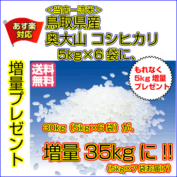 送料無料 鳥取県 奥大山コシヒカリ 30kg 35kgお届け 金袋 当店店高級米 鳥取県産コシヒカリ 30kg 令和元年産 1等米