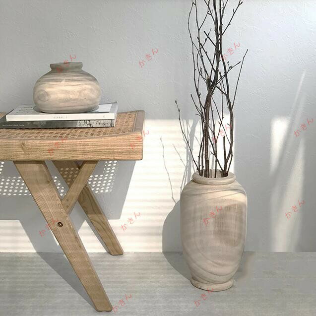 実木花瓶モダンシンプルinsホーム花瓶置物フラワー北欧風装飾花瓶 [2]