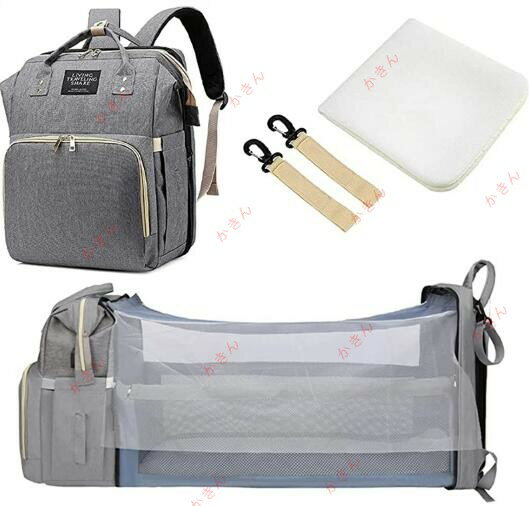 マザーズバッグ ベビーベッドバッグ 2way ママバッグ 旅行アクセサリー 防水 軽量 保温ポケット付きUSB..