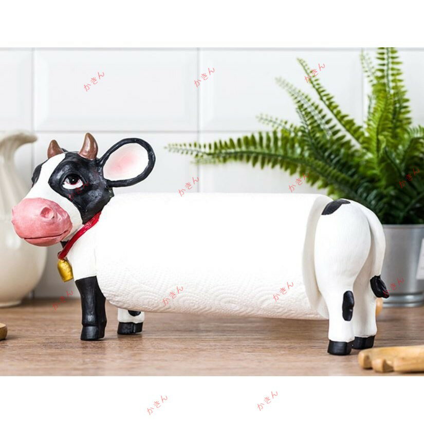 キッチンペーパースタンド リアルな牛さん カントリー風 キッチン雑貨